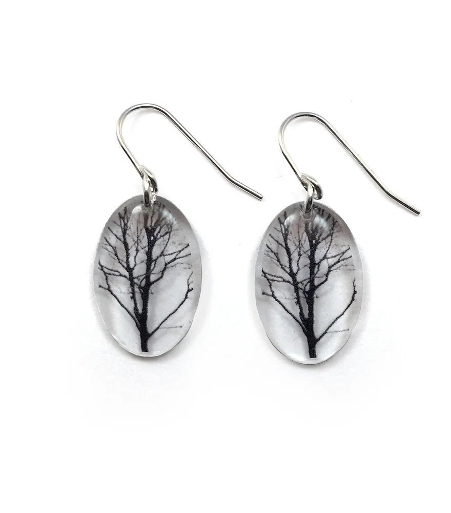 Small Oval Tree Earrings