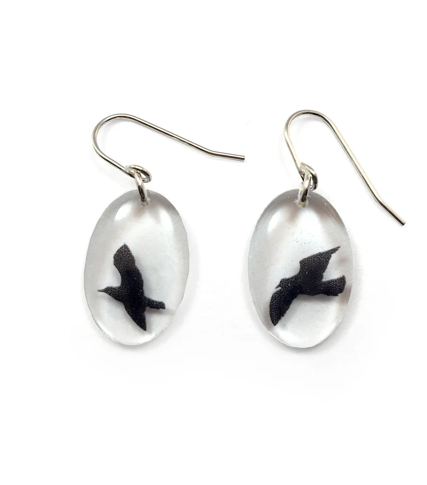 Small Oval Bird Earrings