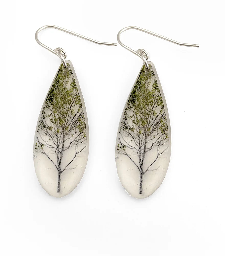 Drip Green Tree Earrings