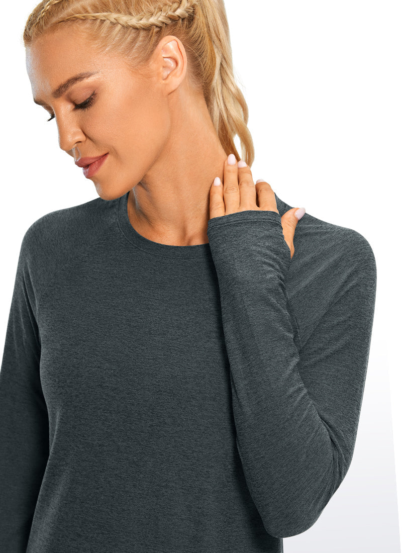 Soft Heather Long Sleeves Thumbholes - Svartur- Crz yoga