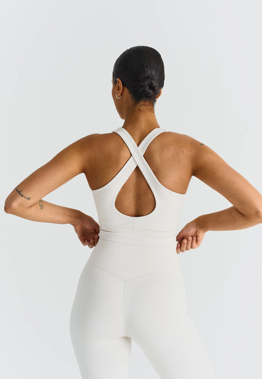 Softsculpt V-neck Cross Back Top - Marshmallow - Sisterly tripe