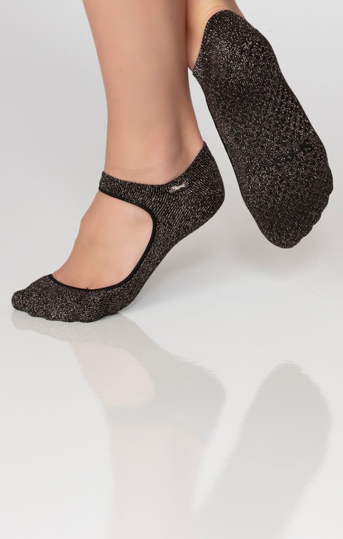 SHASHI SWEET METALLIC SOCKS - BLACK SILVER