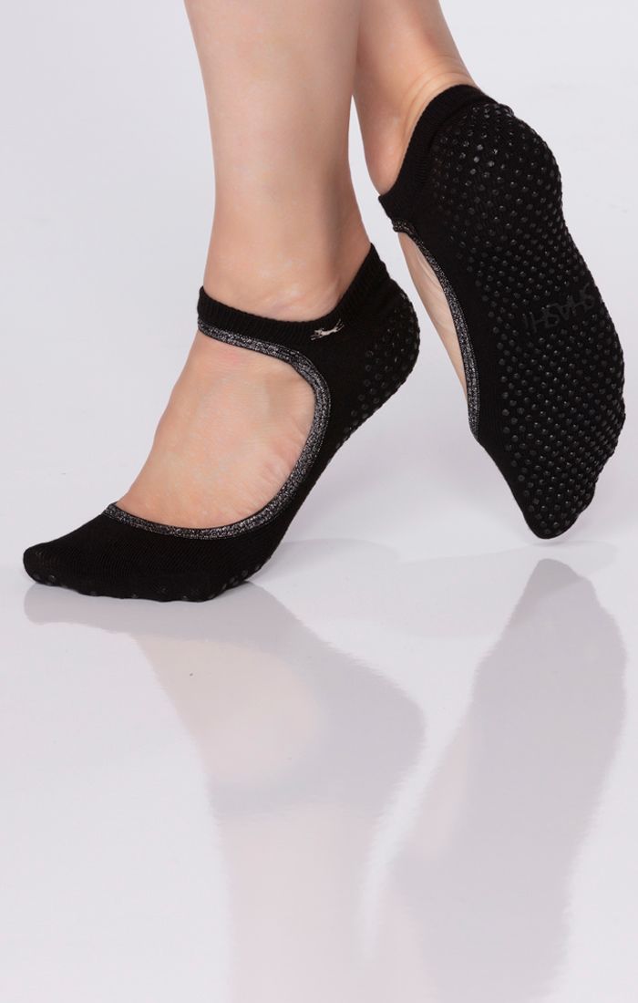 SHASHI SWEET TRIM SOCKS - BLACK AND SILVER