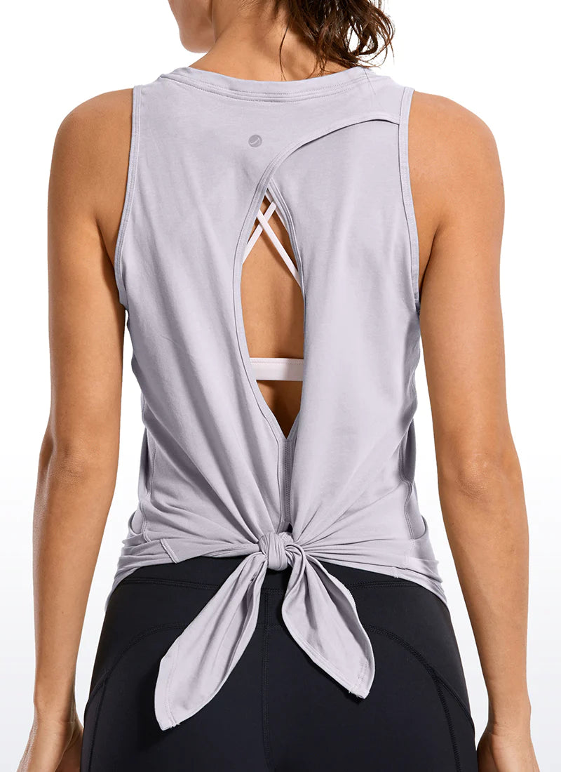 Pima Cotton Tank Split Open Back - Crz yoga