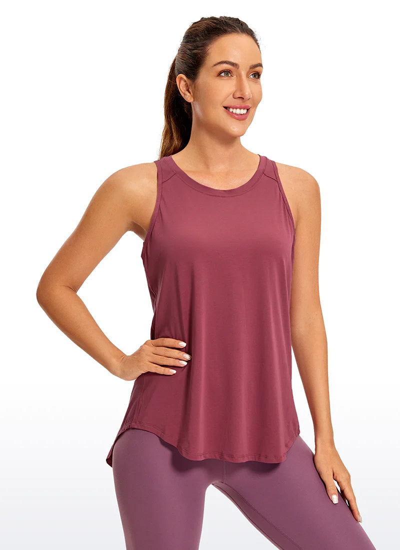 Pima Cotton Tank Split Open Back - Bleikur- Crz yoga