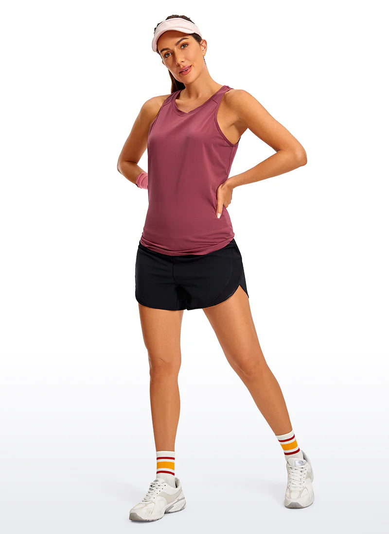 Pima Cotton Tank Split Open Back - Bleikur- Crz yoga