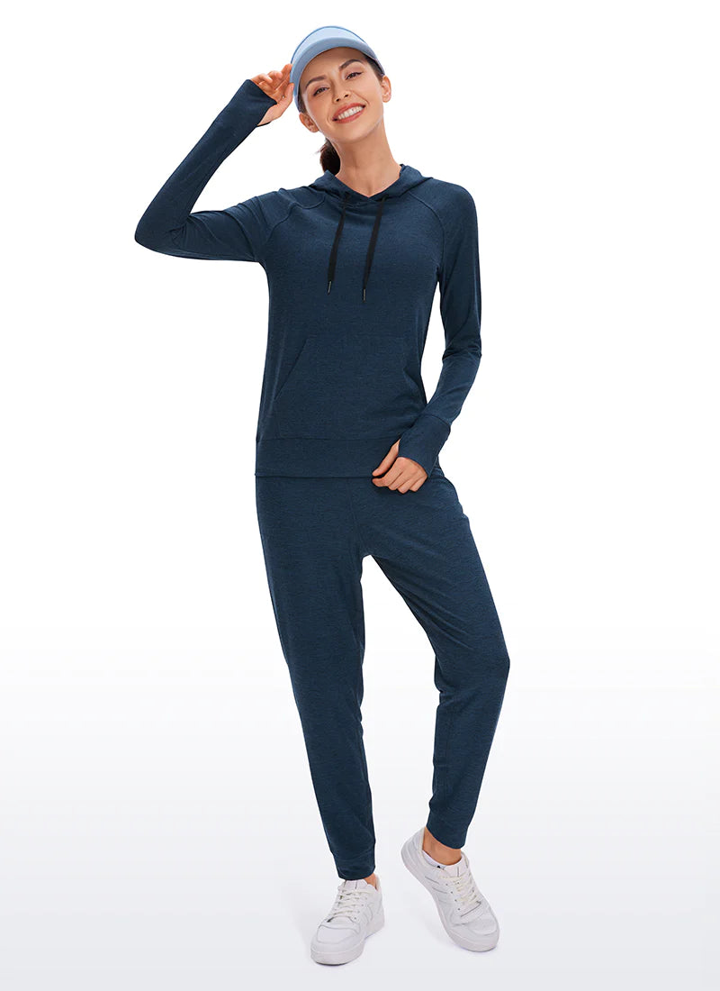 Soft Heather Hoodie with Pocket - Dökkblá - Crz yoga