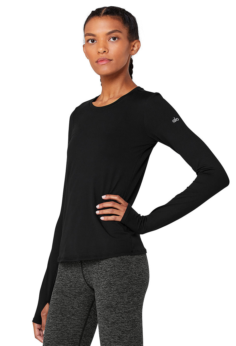 ALO ALOSOFT FINESSE LONG SLEEVE - BLACK