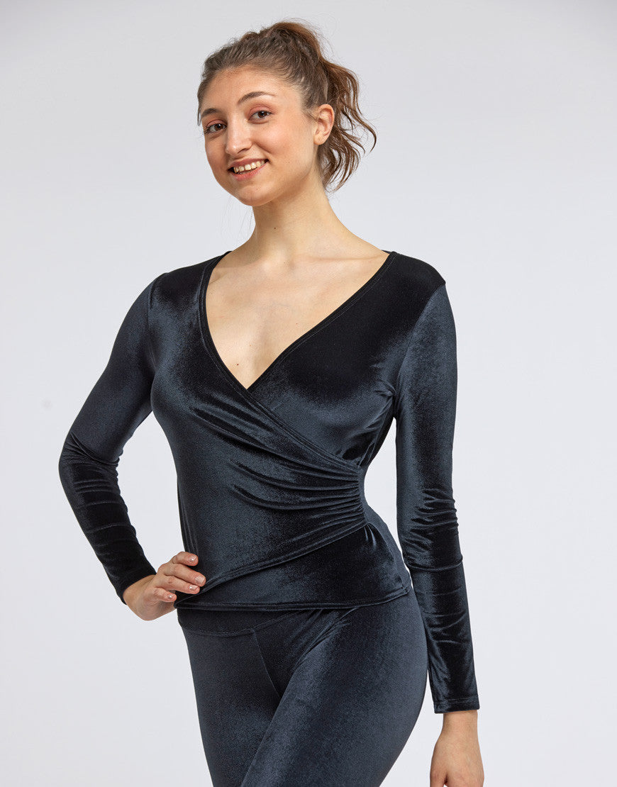 VELVET WRAP TOP - NARCISSE - Temps Danse (Svartur)