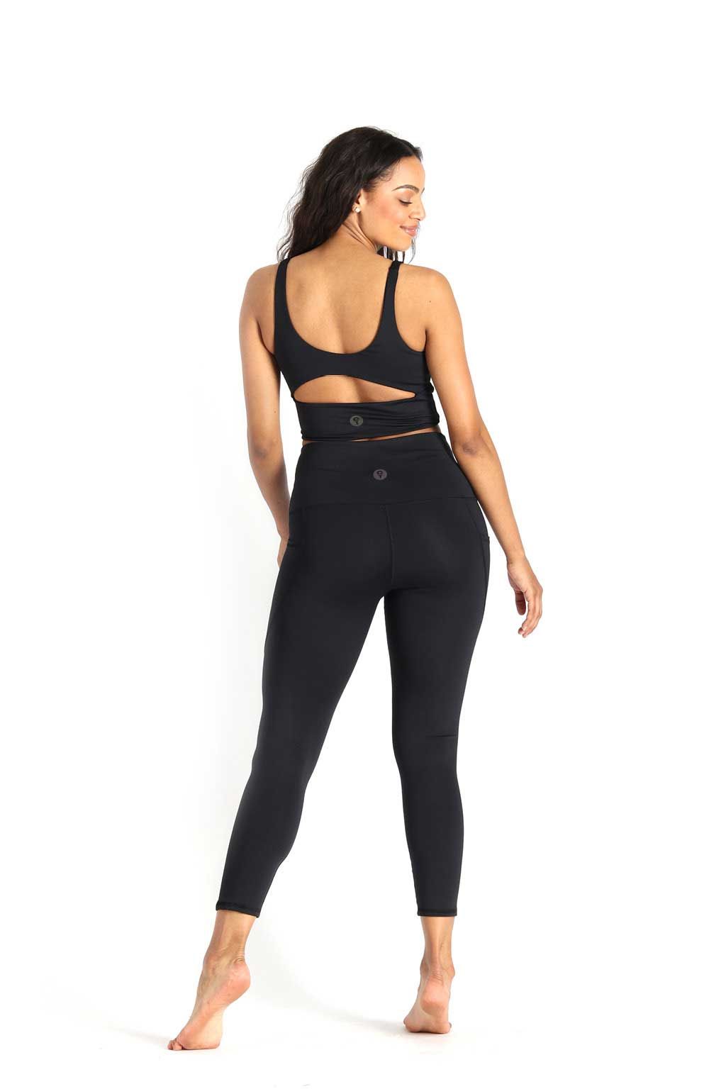 YOGA DEMOCRACY BOUNDLESS LEGGINGS 7/8 MEÐ VÖSUM - JET BLACK