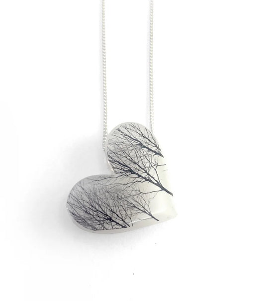 White Heart Trees Necklace