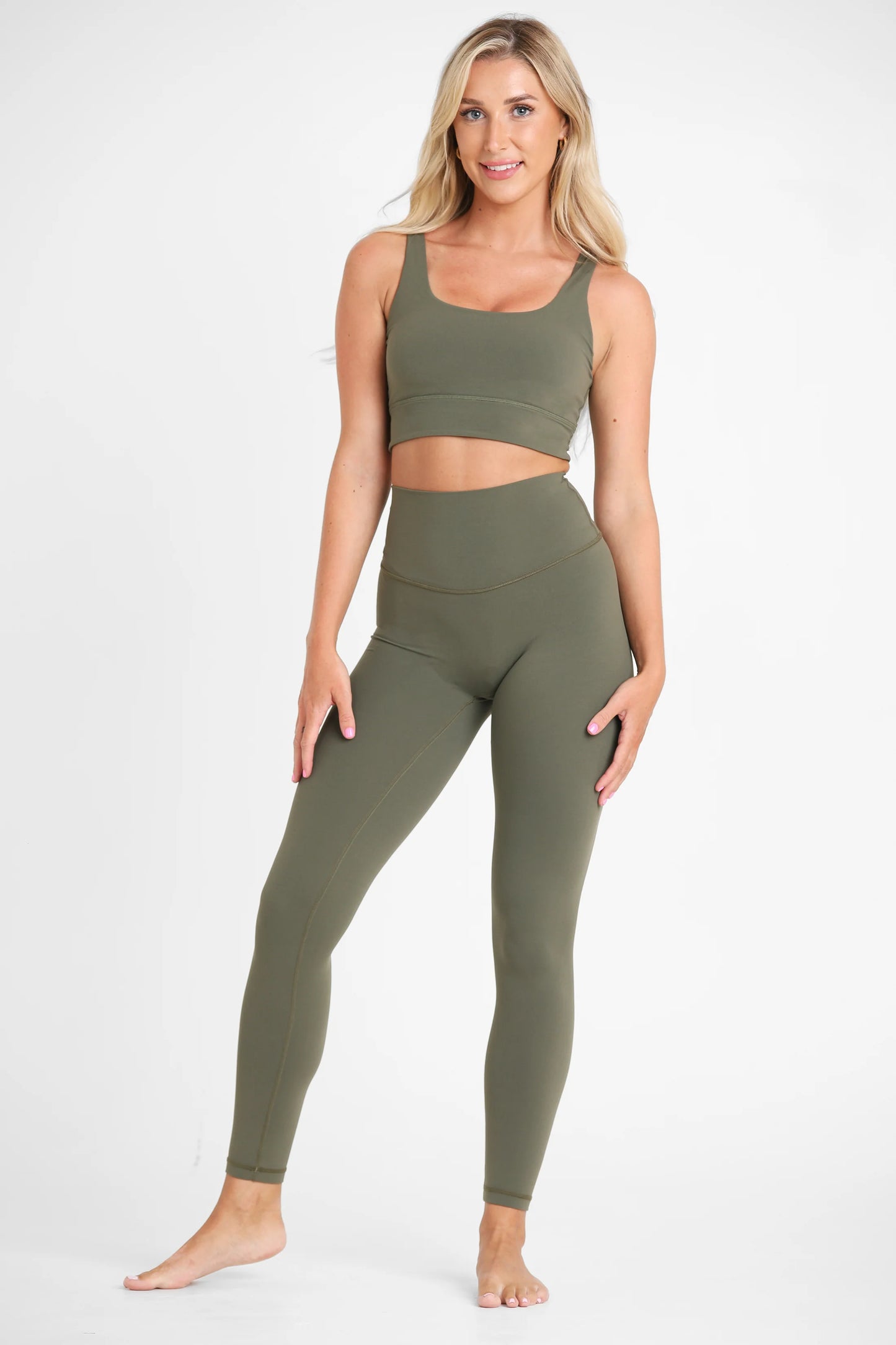 HIGH-WAIST LEGGING - NO-FRONT SEAM (Grænn) - Zencore Yoga