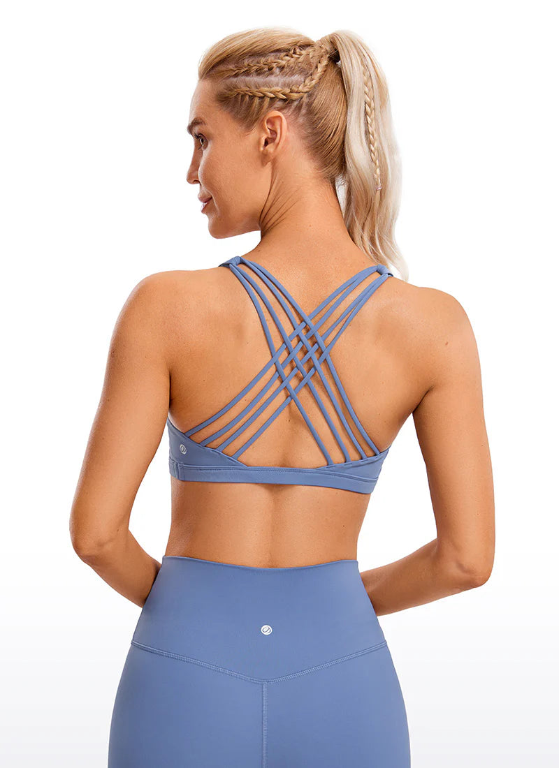 Nakedfeel Strappy Bra Low Cut - Curtain Violet Ash - Frá Crz Yoga