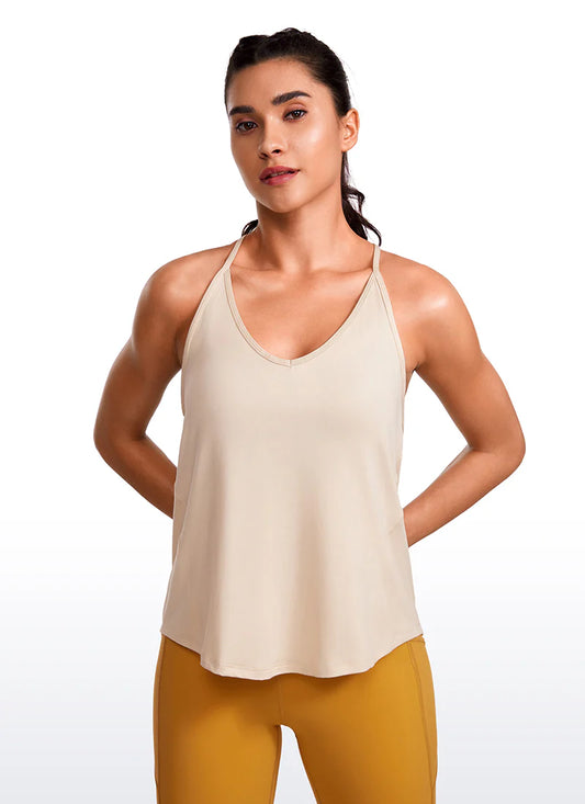 Lightweight Halter Tie Back Tank  - White Opal - Crz Yoga