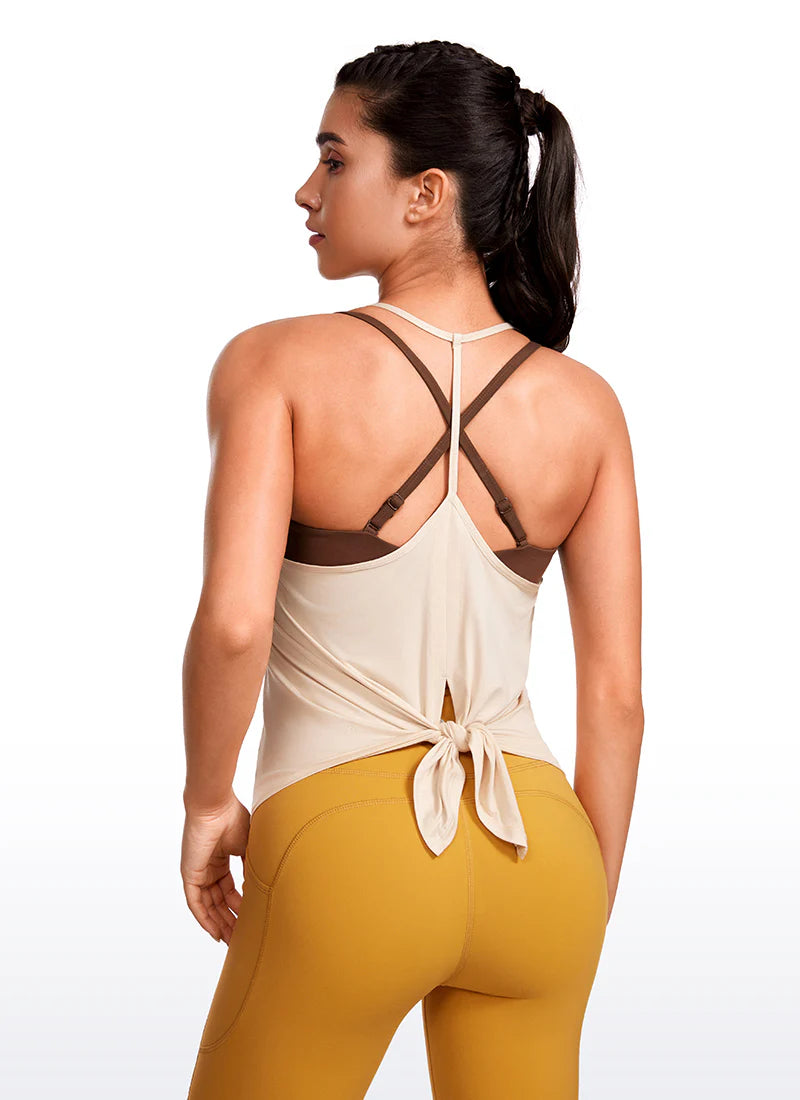 Lightweight Halter Tie Back Tank  - White Opal - Crz Yoga