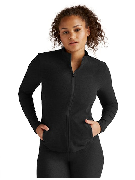 SPACEDYE ON THE GO MOCK NECK JACKET - Beyond Yoga (DARKEST NIGHT)