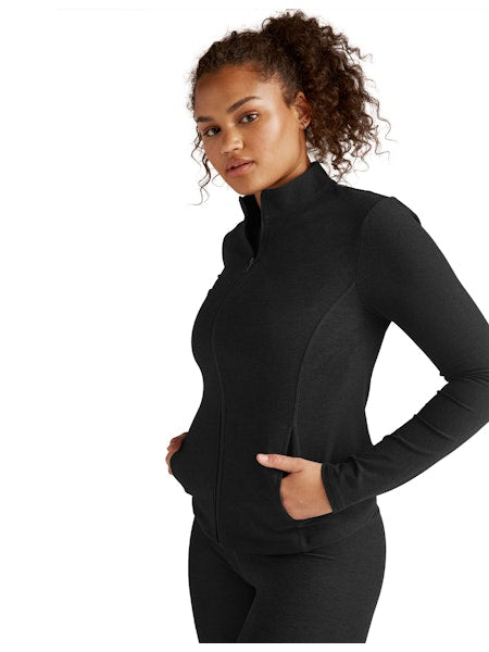 SPACEDYE ON THE GO MOCK NECK JACKET - Beyond Yoga (DARKEST NIGHT)