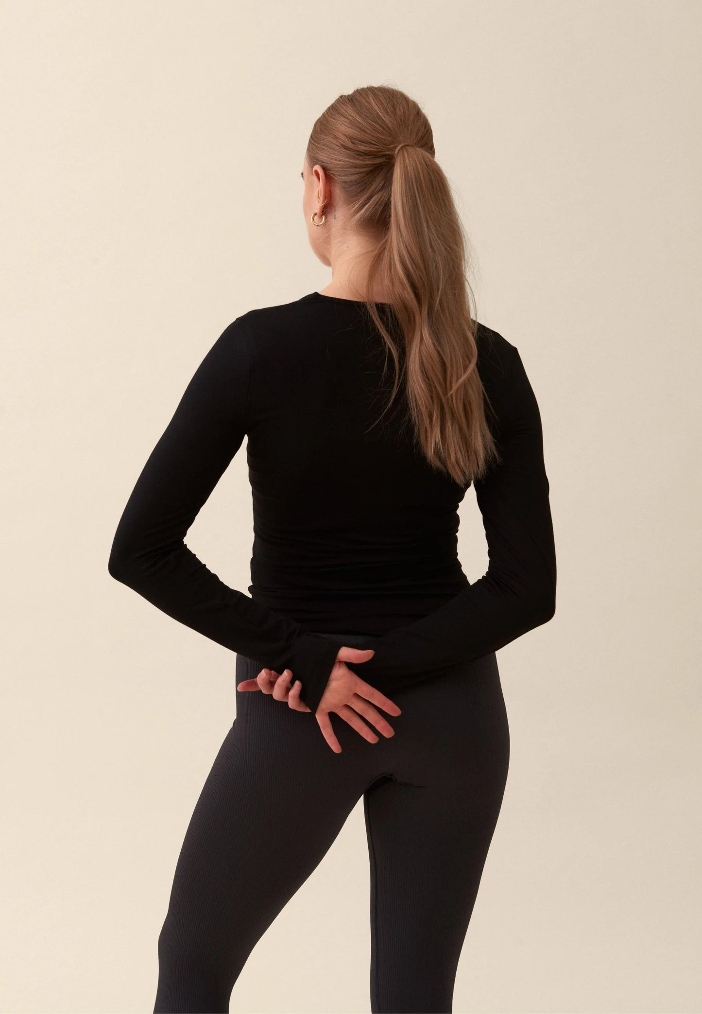 Soft Square Neck Long Sleeve Top - Black - Sisterly tripe