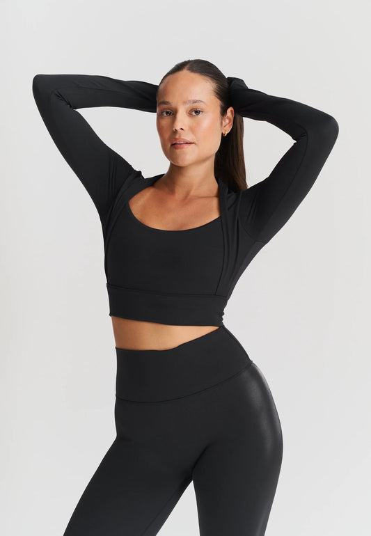 Softsculpt Bolero Long Sleeve Top - Black - Sisterly tripe