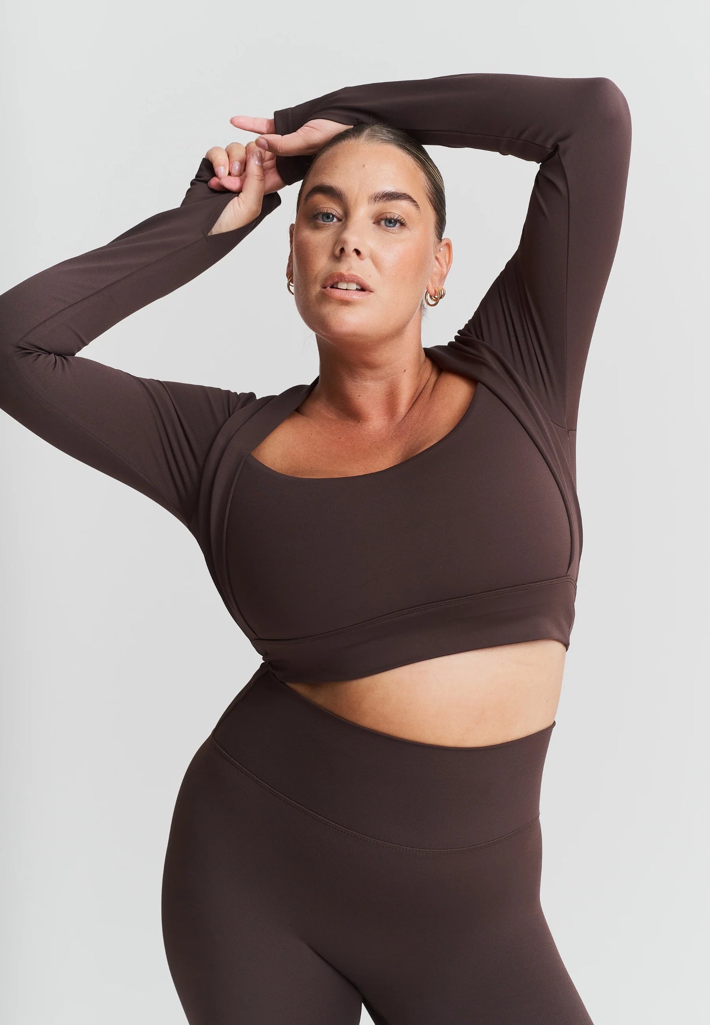 Softsculpt Bolero Long Sleeve Top - Espresso - Sisterly tripe