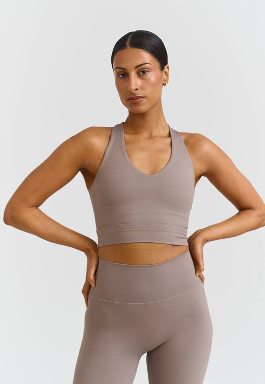 Softsculpt V-neck Cross Back Top - Clay - Sisterly tripe