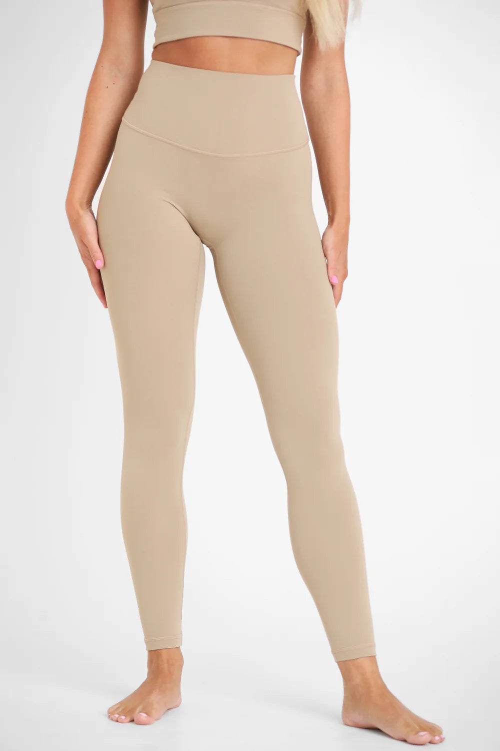 HIGH-WAIST LEGGING - NO-FRONT SEAM (Beige) - Zencore Yoga