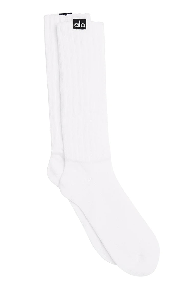 ALO WOMEN'S SCRUNCH SOCKS - WHITE